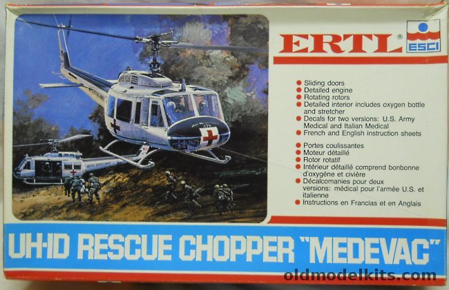 ESCI 1/48 Bell UH-1D Rescue Chopper 'Medevac' - US Army Brooke Army Medical Center 16478 / Italian Air Force AB-205 Esercito Italiano 1 Reparto Elicotteri C.A.A.L.E. Viterbo, 8218 plastic model kit